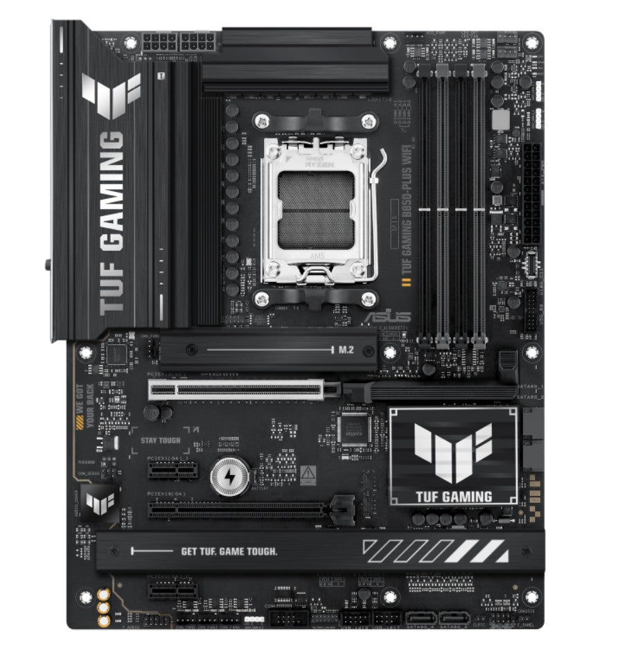 ASUS AMD TUF GAMING B850-PLUS WIFI (AM5) ATX Motherboard, DDR5 192GB, 1x PCIe 5.0 x16 slot, 3 xM.2 slots, 4x SATA, Wi-Fi 7, Realtek 2.5Gb