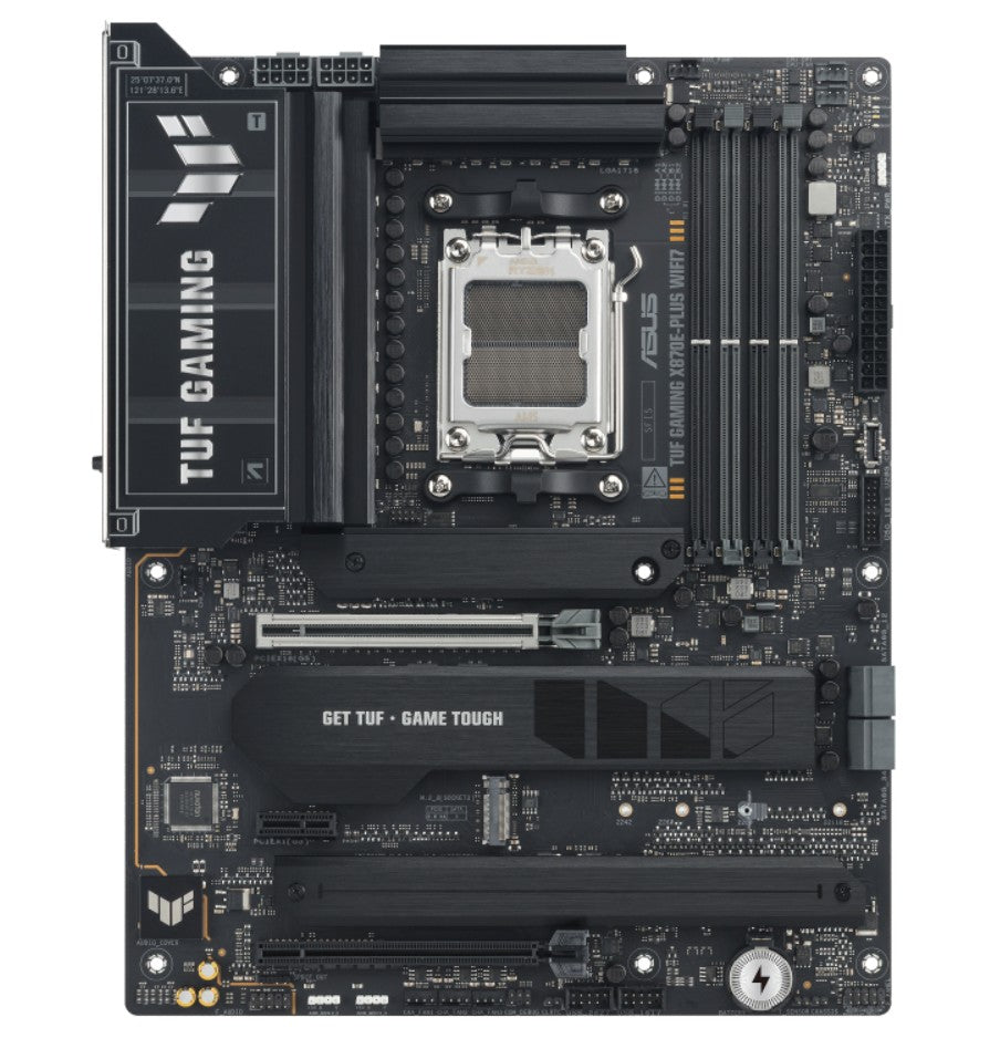 ASUS AMD TUF GAMING X870E-PLUS WIFI7 (AM5) ATX Motherboard, DDR5 Max.256GB, 1x PCIe 5.0 x16 slot, 4x M.2 slots, 4x SATA, Realtek 2.5Gb Ethernet