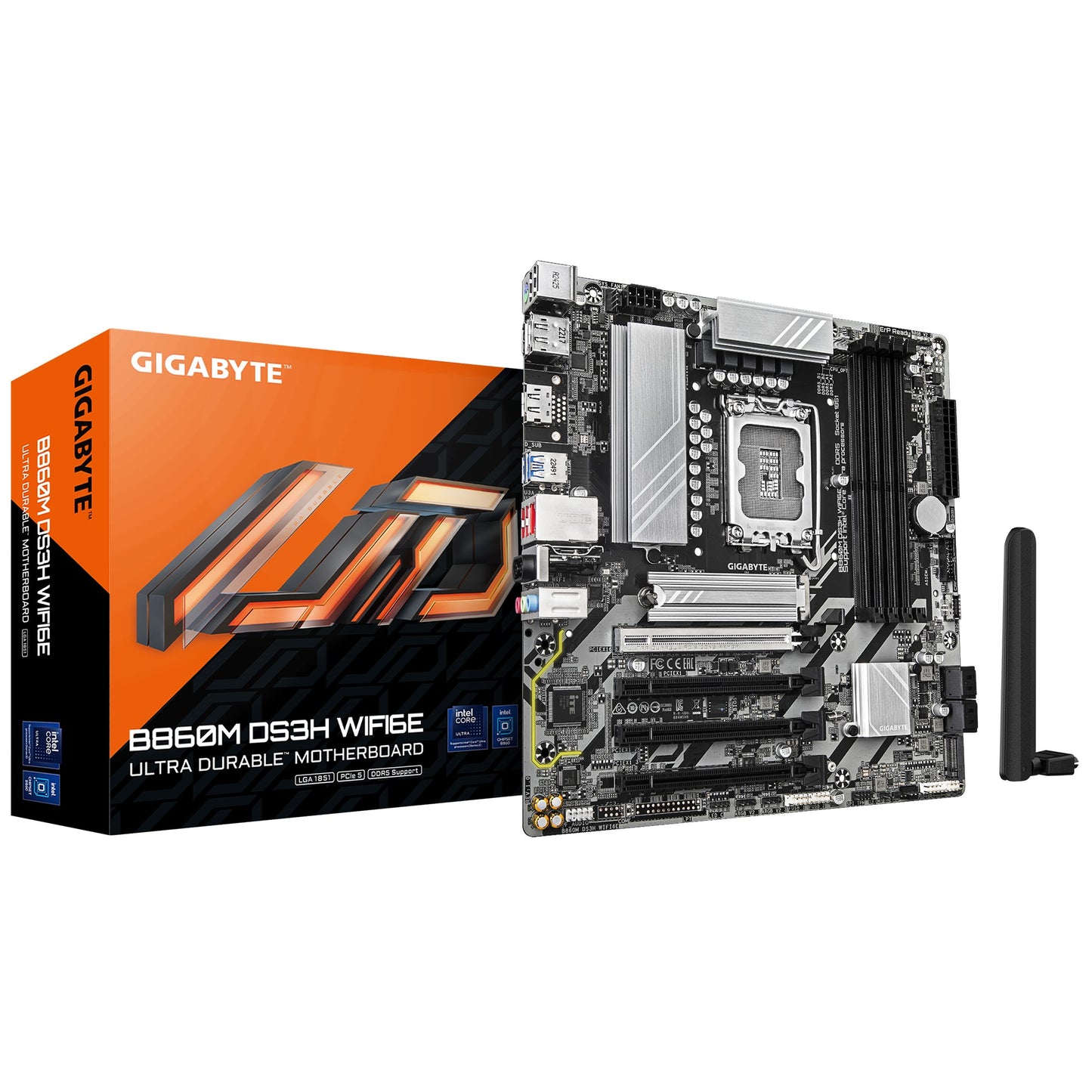 Gigabyte M/B B860M DS3H WIFI6E 2.2, Intel ® B860, 4 x DDR5 up to 256 GB, 1x HDMI, 4 x PCI Express x16, 2 x M.2, 4 x SATA, 5x USB 3.2