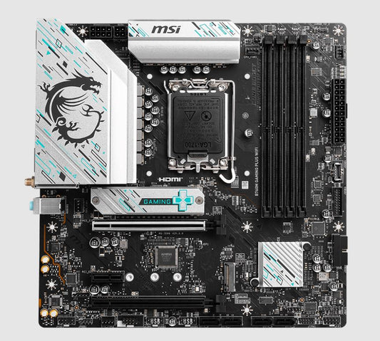 MSI B760M GAMING PLUS WIFI ATX Motherboard, 4x DDR5~192GB, 5x PCI-E x 16, 2x M.2, 4x SATA, 2x USB 3.2 , 4x USB 2.0 1 USBx C
