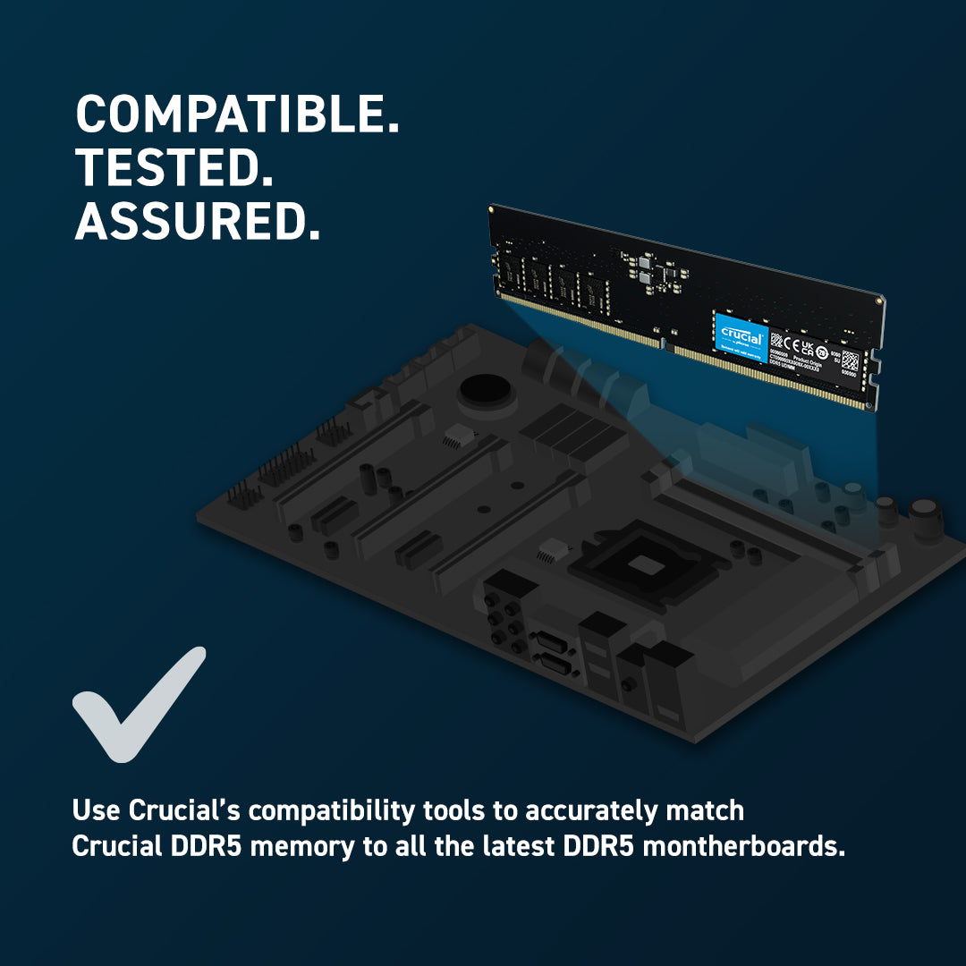 Crucial 16GB (1x16GB) DDR5 UDIMM 5600MHz CL46 Desktop PC Memory