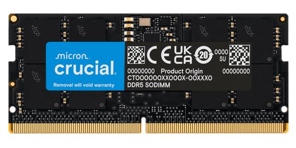 Crucial 32GB (1x32GB) DDR5 SODIMM 4800MHz C40 1.1V Notebook Laptop Memory
