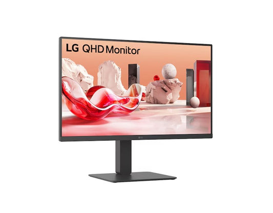 LG 27' QHD IPS Monitor, 2560x1440, HDR10, 99% sRGB, 75 Hz, integrated power, adjustable stand (tilt/height/swivel/pivot), Flicker Safe & Reader Mode