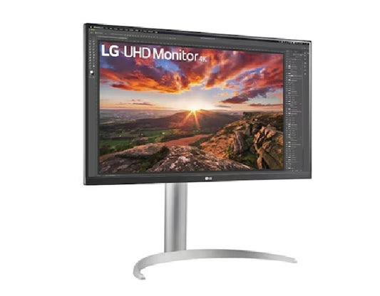 LG 27' 4K UHD IPS Monitor with USB-C, HDR400, DCI-P3 95%, AMD FreeSync™, 3840×2160 res, 5ms response, 60Hz, and tilt/height/pivot stand