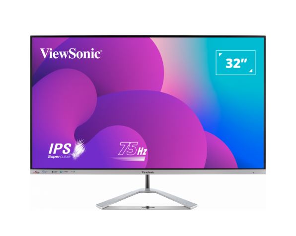 ViewSonic 32' Office Professional Stylish Elegant & Ultra Thin bezel, SuperClear IPS 4ms, FHD,HDMI,DP,VGA,Speakers,Low Energy 26w,V100,Monitor,3YARW