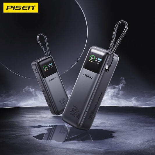 Pisen Bolt 20k mAh 130W Laptop PowerBank - CCC Certified, Fast Charging, Digital Display, 3 Devices, Air Travel Friendly, 2 Year Warranty