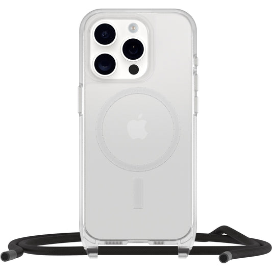 OtterBox React Necklace MagSafe Apple iPhone 15 Pro (6.1') Case Clear - (77-93573), DROP+ Military Standard,Detachable Nylon Rope,7 Years Warranty