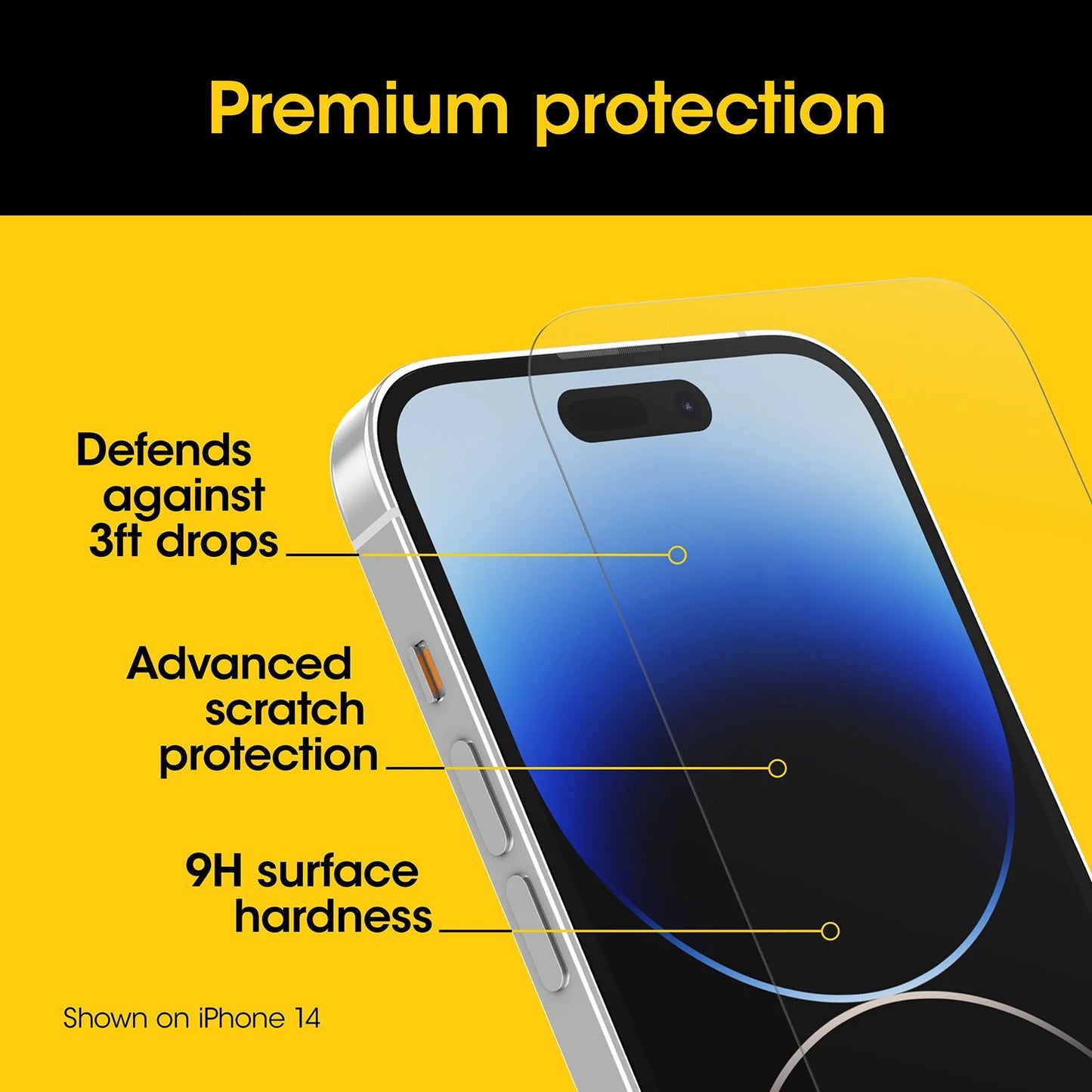 OtterBox Premium Glass Antimicrobial Apple iPhone 15 Pro Max (6.7') Screen Protector Clear - (77-93960), DROP+ 3ft Protection,2 Years Warranty