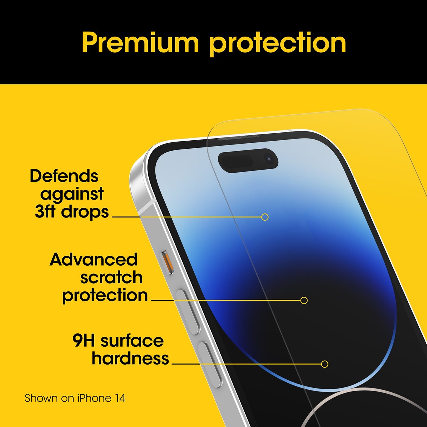 OtterBox Premium Pro Glass Antimicrobial Anti-Blue Light Apple iPhone 15 Pro (6.1') Screen Protector Clear - No Retail Packaging, 2 Years Warranty