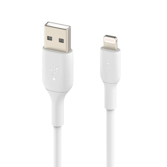 Belkin BoostCharge Lightning to USB-A Cable (2M) - White (CAA001bt2MWH), 2.4A/12W, 480Mbps, 25K+ Bends, Apple iPhone, MFi-Certified, 2 Years Warranty