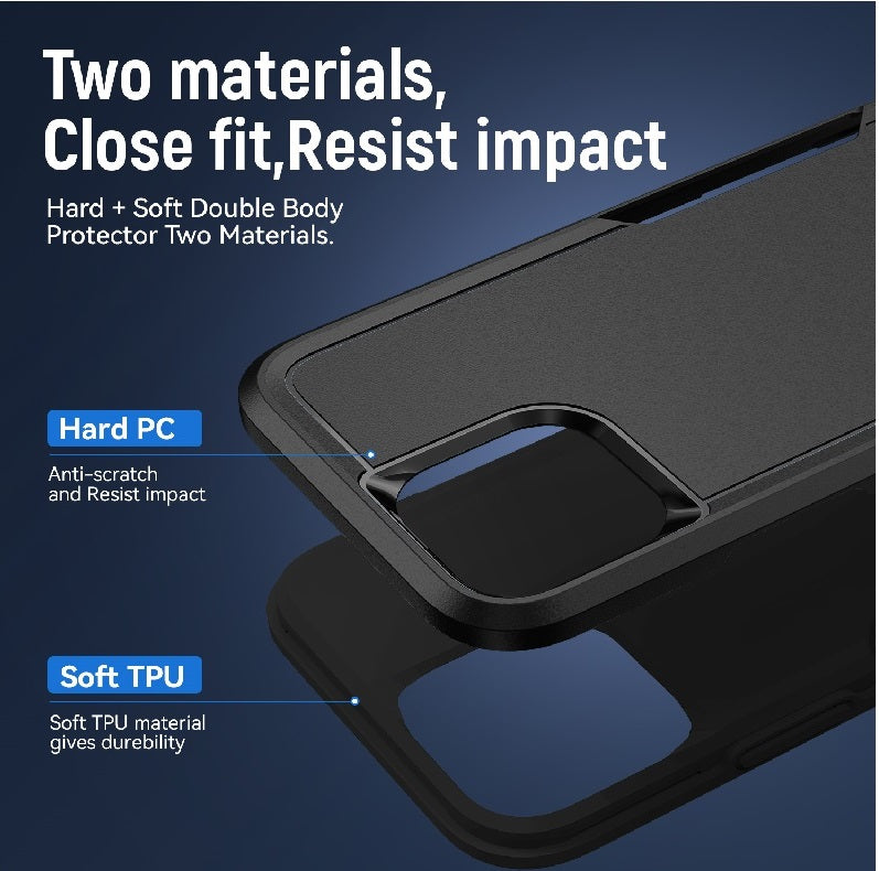 Phonix Apple iPhone 13 Pro Max Armor Light Case Black - Two Tough Layers, Port Covers, No Slip Grippy Edges, Durable, Rugged, Sleek, Pocket Fit