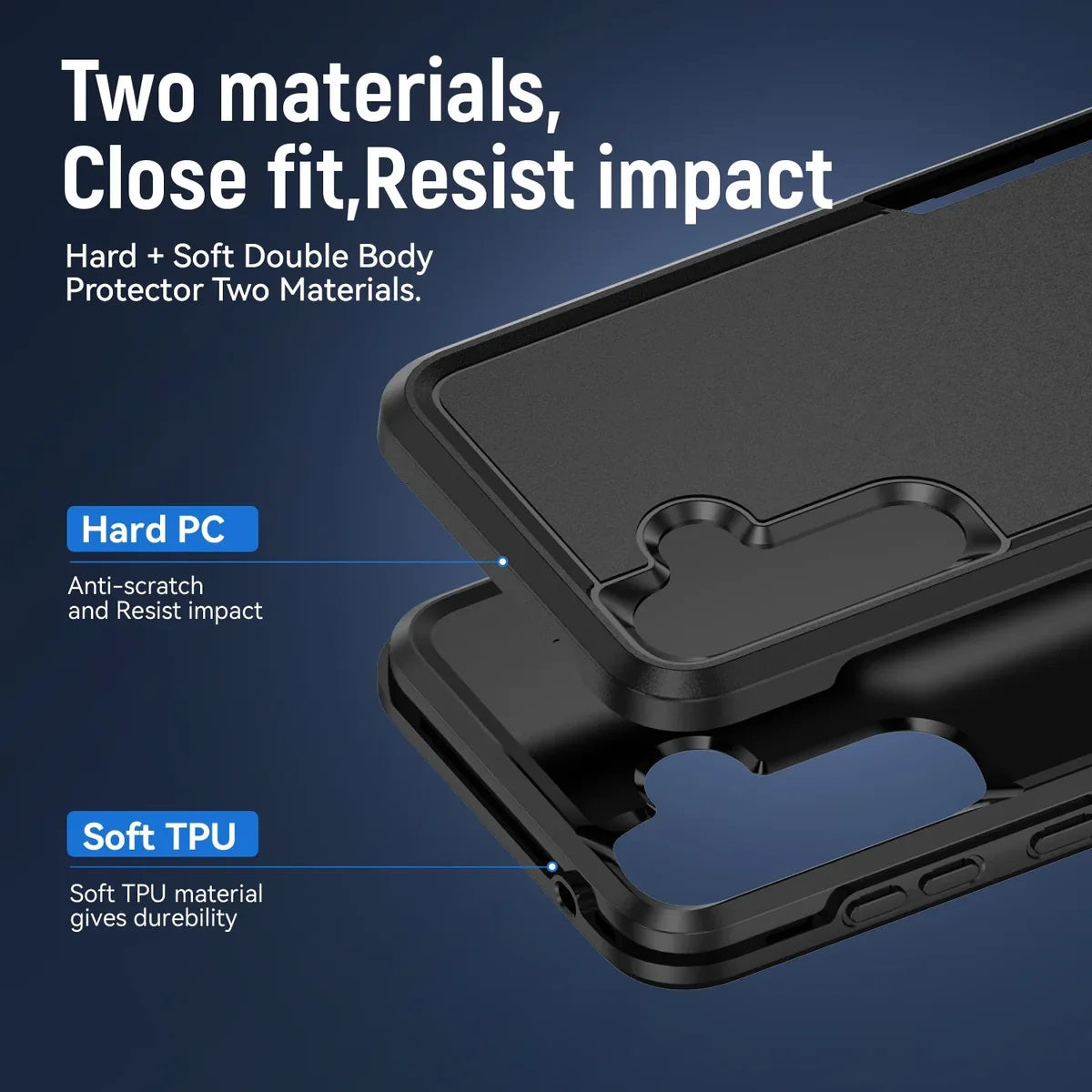 USP Rugged Samsung Galaxy S25 FE (6.7') Black Armor Light Case - No-Slip, Sleek, Ultimate Protection, Strong & Durable, DropProof, 3 Year Warranty