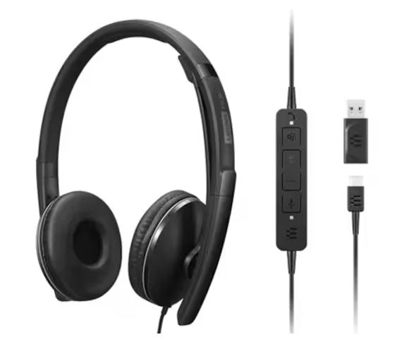 LENOVO Lenovo Wired ANC Headset Gen 2 Lightweight USB-C to USB-A ctive noise cancelling with EPOS BrainAdapt™ and ActiveGard® Teams certified 2YR WTY