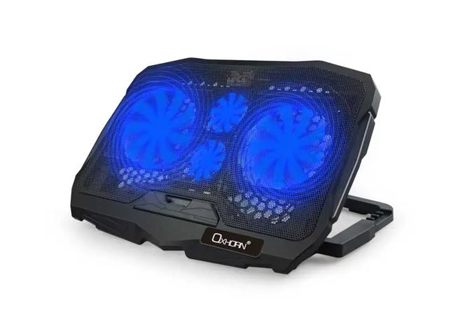 Oxhorn Laptop Cooling Stand High Adjustable 4 High Adjustable Angles 4 Silent Fans 2xUSB 2.0 Ports Fit for 9-17' Laptop/Tablet