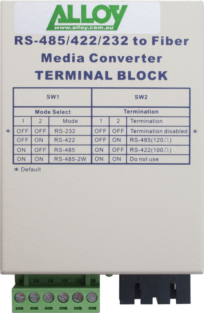 Alloy SCR460SC-4 RS-232/422/485 Serial Terminal to Single Mode Fibre Converter.