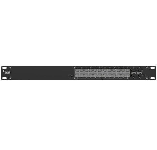 Teltonika SWM282 PoE+ managed switch, 24 PoE+ ports with up to 30W per port, 10/100/1000 Mbps, 4 SFP ports, 2 years of Free RMS Management