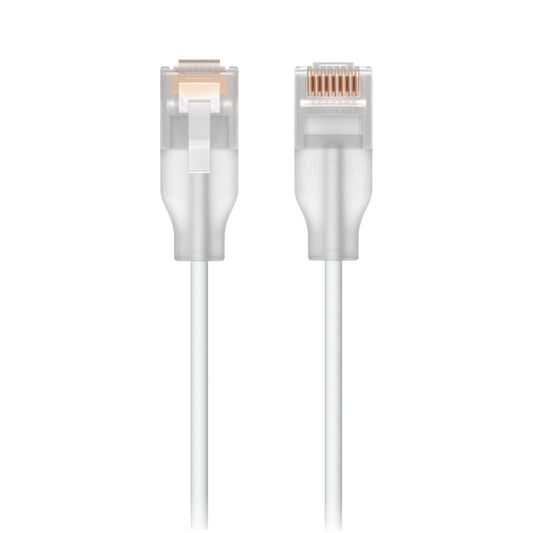 Ubiquiti UniFi Etherlighting Patch Cable, Length 8M, White, Nano-thin patch cable with 10 GbE support, designed to showcase Etherlighting effects.