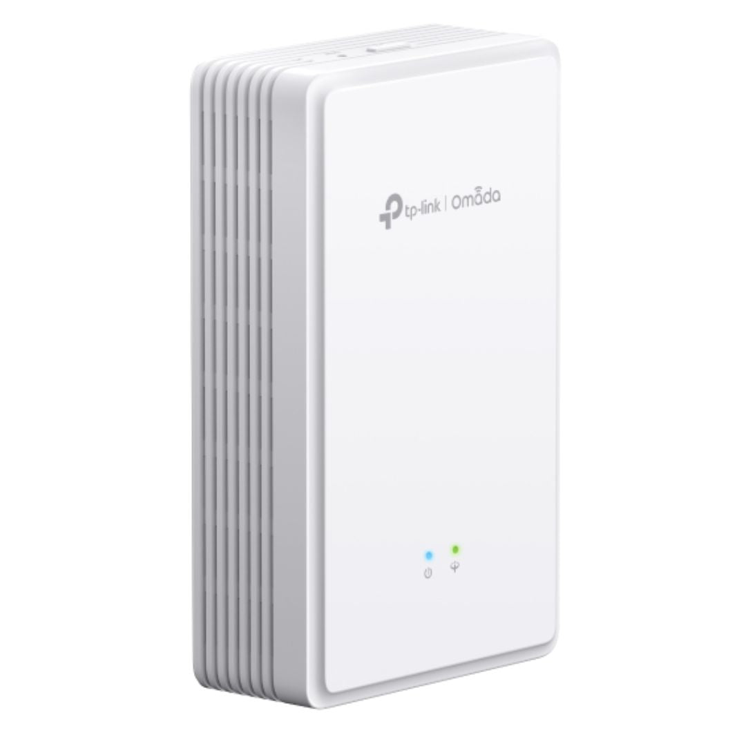 (E)TP-Link EAP615GP-Wall Omada AX1800 Wi-Fi 6 Wall Plate GPON Access Point, 574Mbps at 2.4 GHz + 1201 Mbps at 5 GHz, AC Power, 4×Internal Antennas, M