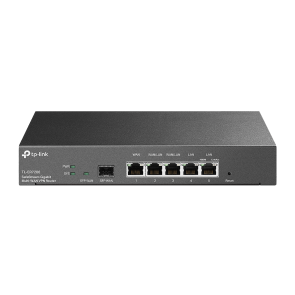 (CH)TP-Link TL-ER7206 Omada SafeStream Gigabit Multi-WAN VPN Router, 4 WAN Ports: 1 Gigabit SFP WAN port, 1 Gigabit RJ45 WAN Port, 2 Gigabit WAN/LAN