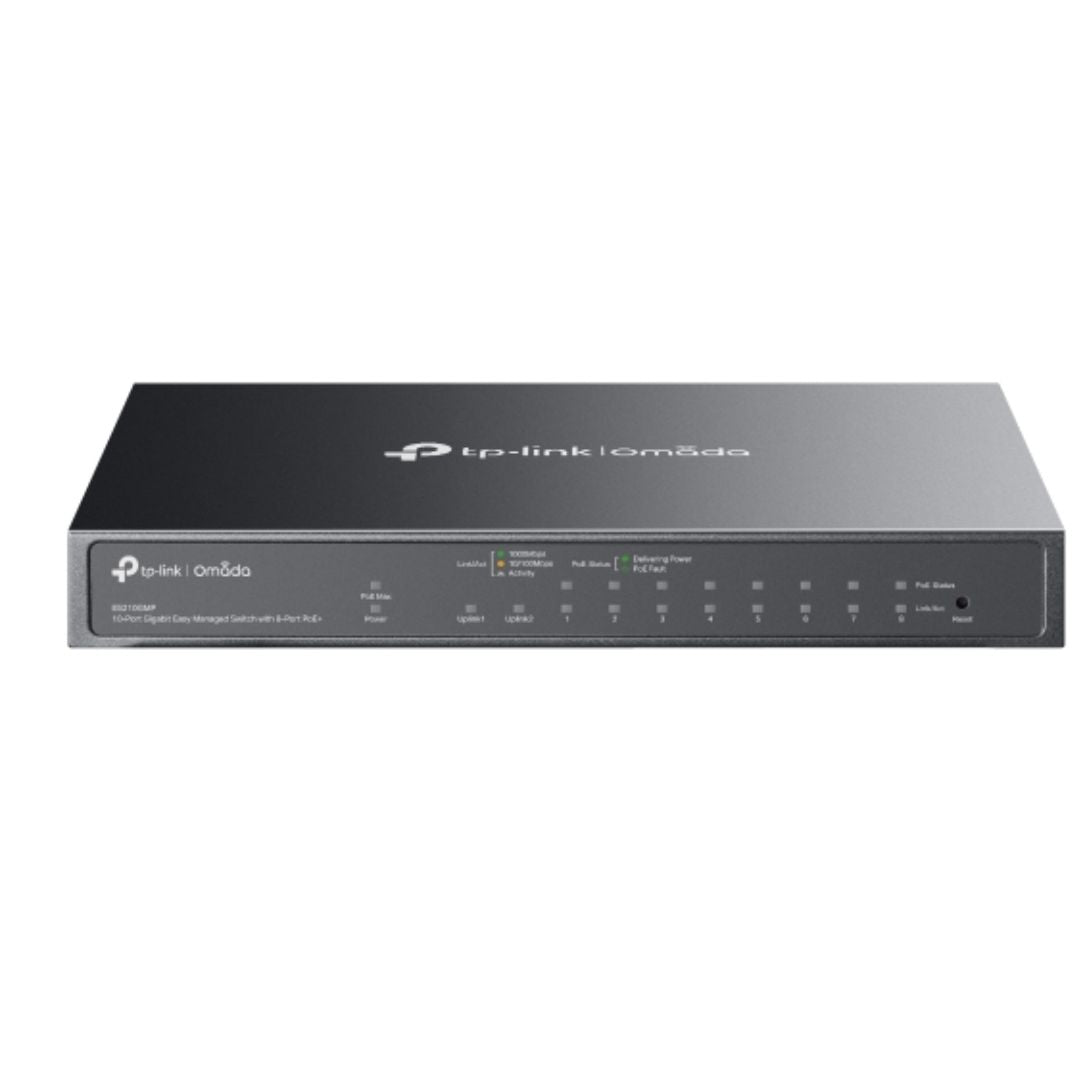 (CH)TP-Link ES210GMP Omada 10-Port Gigabit Easy Managed Switch with 8-Port PoE+, Flow Control, Loopback Detection, Port Isolation, Port Mirroring, LA