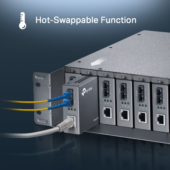 TP-Link MC1400 19' 2U Rackmount Chassis for 14-Slot Media Converters, Redundant Power Supply, Hot-Swappable, Mounted,Two Cooling Fans