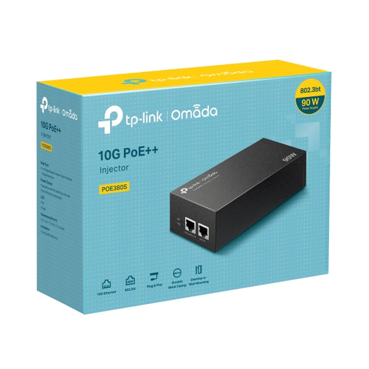 TP-Link POE380S Omada 10G PoE++ Injector PORT: 1× 10Gbps PoE Port, 1× 10Gbps N