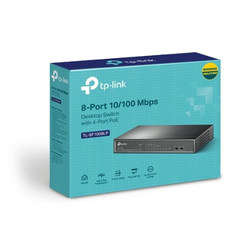 (EOL)TP-Link TL-SF1008LP 8-Port 10/100Mbps Desktop Switch with 4-Port PoE, Up To 41W For all PoE Ports