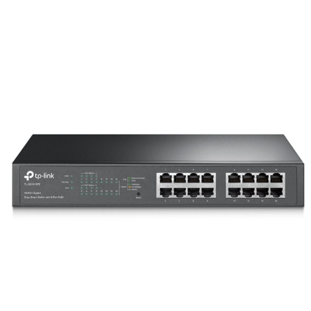TP-Link TL-SG1016PE 16-Port Gigabit Easy Smart Switch — 8-Port PoE+, Rack Mountable