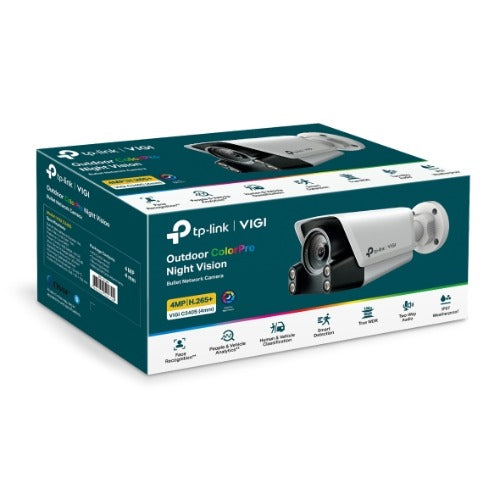TP-Link VIGI 4MP C340S(4mm) Outdoor ColourPro Night Vision Bullet Network Camera, 4mm Lens, Smart Detection