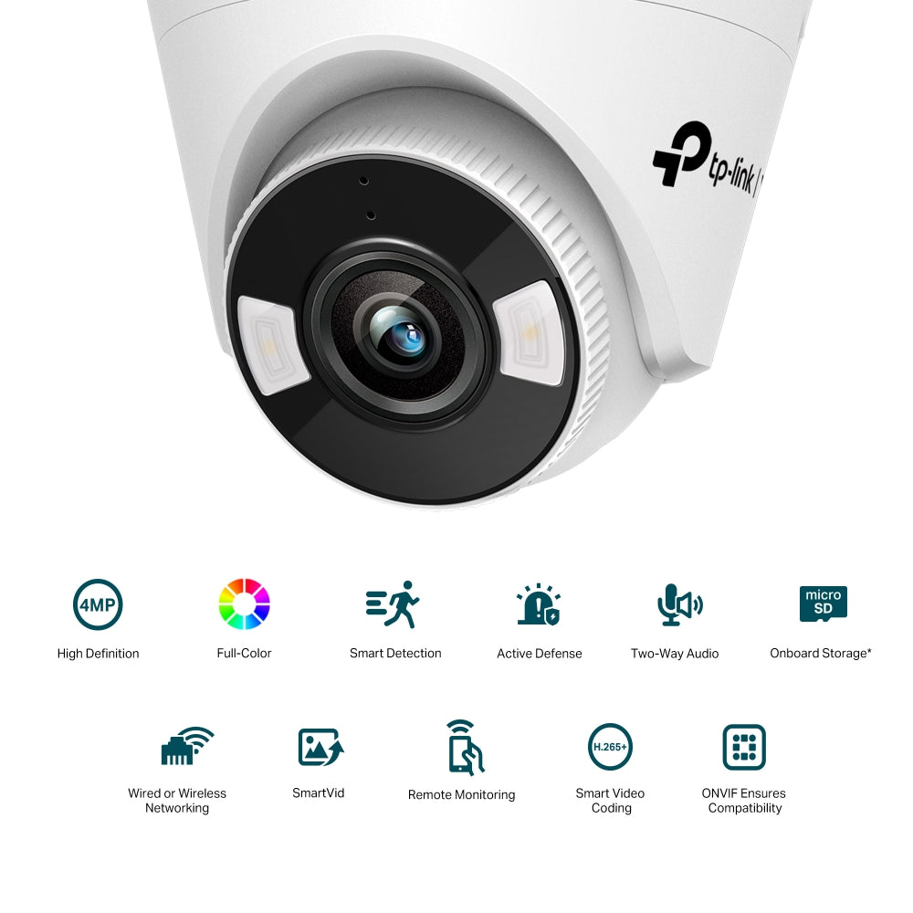 TP-Link VIGI 4MP C440(4mm) Full-Colour Turret Network Camera, 4mm Lens, Smart De