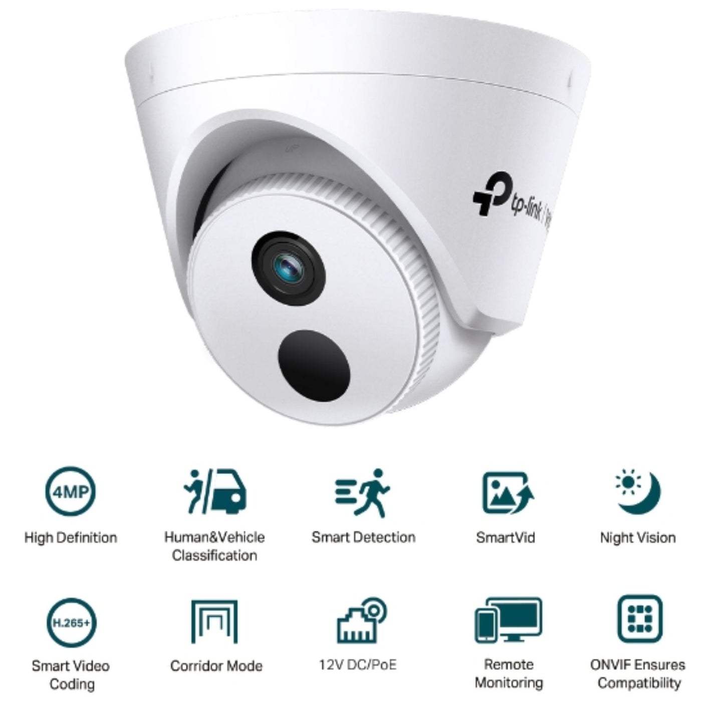 TP-Link VIGI 4MP C440I(4mm) IR Turret Network Camera,4mm Lens, Corridor Mode, Sm