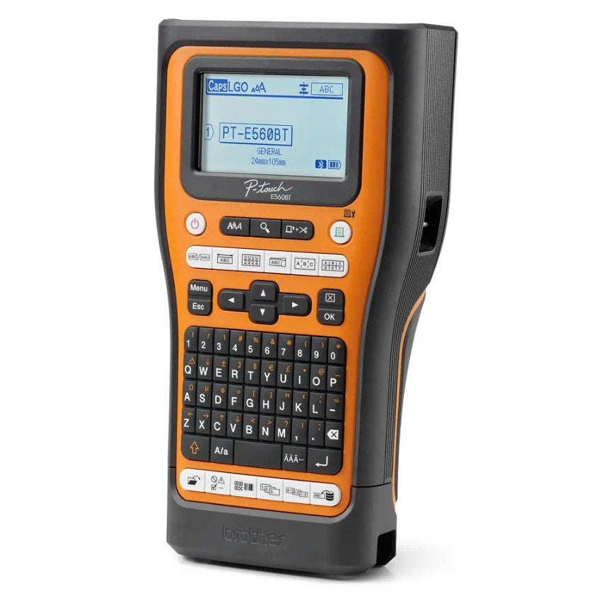 Brother PT-E560BTVP Industrial Handheld Label Printer - 3 Year Warranty, included Carry case, Rechargeable Li-Ion battery,1xTZE-FX241 and USB-A Cable