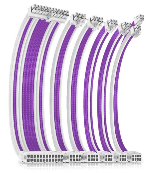 Antec PSU - Sleeved Extension Cable Kit V2 - Purple / White. 24PIN ATX, 4+4 EPS, 8PIN PCI-E, 6PIN PCI-E, Compatible with Standard PSU (LS)