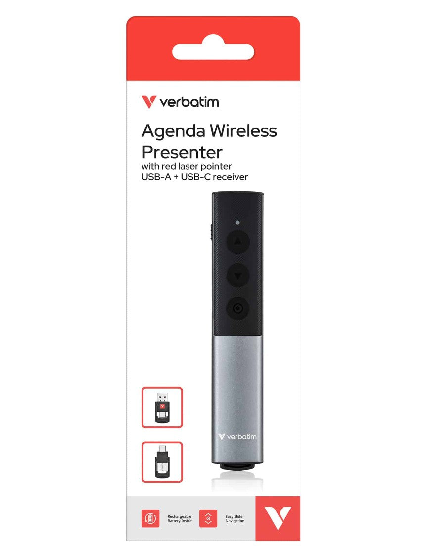 Verbatim Agenda Wireless Presenter with Red Laser Pointer