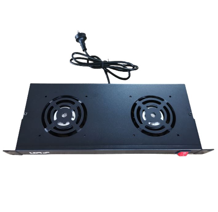 LDR 2 Way Rackmountable Fan Kit with power switch - 2x Fans - 1U Size - Black Me