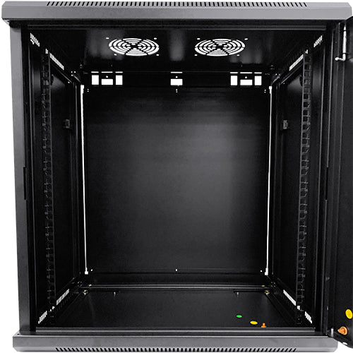 LDR Assembled 9U Wall Mount Cabinet (600mm x 450mm) Glass Door - Black Metal Con