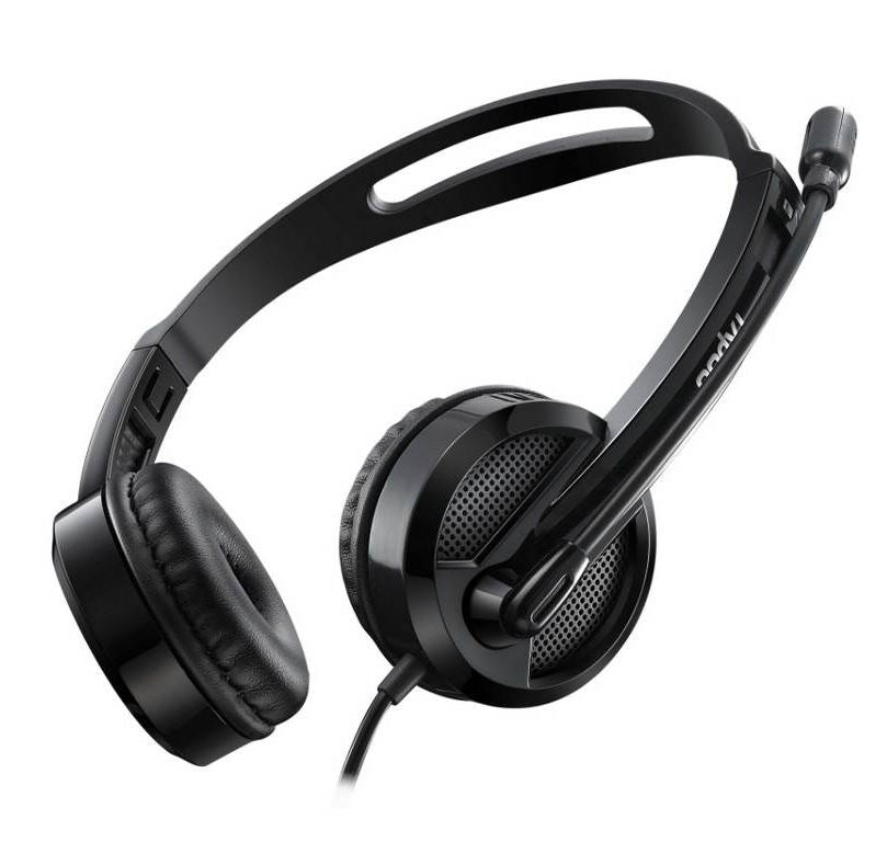 RAPOO H100 Wired Stereo Headset — HD Voice, Rotary Microphone, Volume Adjustment