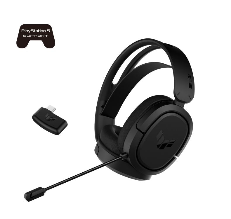 ASUS TUF Gaming H1 Wireless Headset, 40mm drivers, 60Ω, 20Hz–20kHz, 2.4GHz, USB-C/USB-A, AI mic, 15h battery