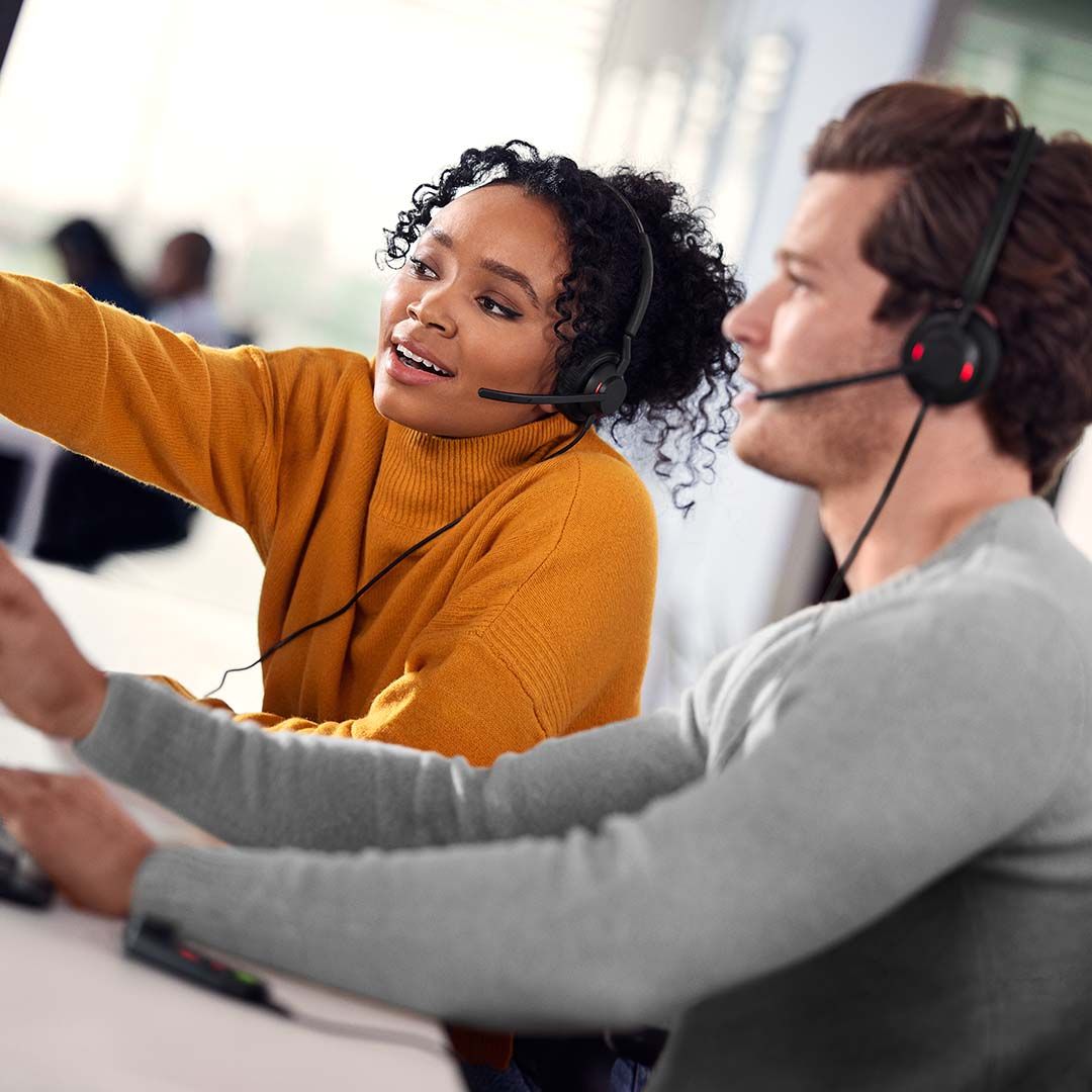 Jabra Engage 50 II Dual Teams Corded USB-C/A Headset, Best Headset for Clear Customer 0s Ultra-Lightweight Hearing Protection Smartringer Busylight