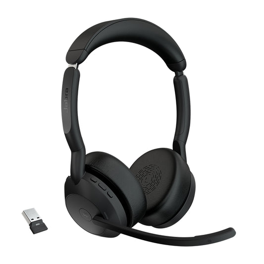 Jabra Evolve2 55, USB C, Stereo, MS Teams, Active Noise Cancellation (ANC), Link 380 Bluetooth® Adapter ,30m Wireless Range, 18 Hours Battery Life