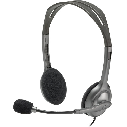 Logitech H110 Stereo Headset — Over-the-Head, 3.5mm, Adjustable, Noise-Cancelling Mic