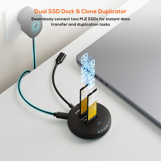 mbeat® H3 USB 3.2 Gen2x2 20Gbps Dual M.2 NVMe SSD Dock with Clone Duplicator (Black) Clone Speed: Up to 15Gbps Product Weight (with Cable): 96g
