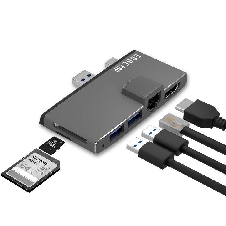 (LS) mbeat® Edge Pro Multifunction USB- C Hub for Microsoft Surface Pro 5/6 Metal Grey (HDMI, LAN, USB 3.0 Hub