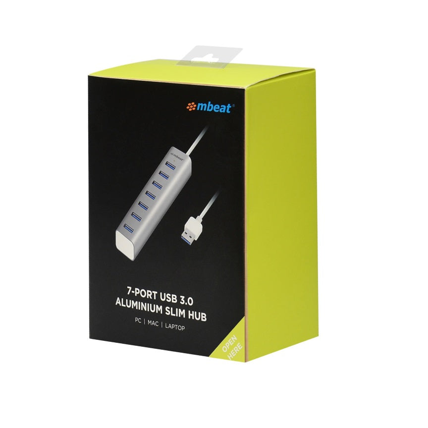 mbeat 7-Port USB 3.0 Powered Hub — Aluminium Slim Design, USB 2.0/1.1 Compatible
