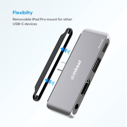 (LS) mbeat® Elite Mini 4-In-1 USB-C Mobile Hub for iPad Pro, USB-C Tablet & Laptop/Notebook (LS MB-UCD32-U7)