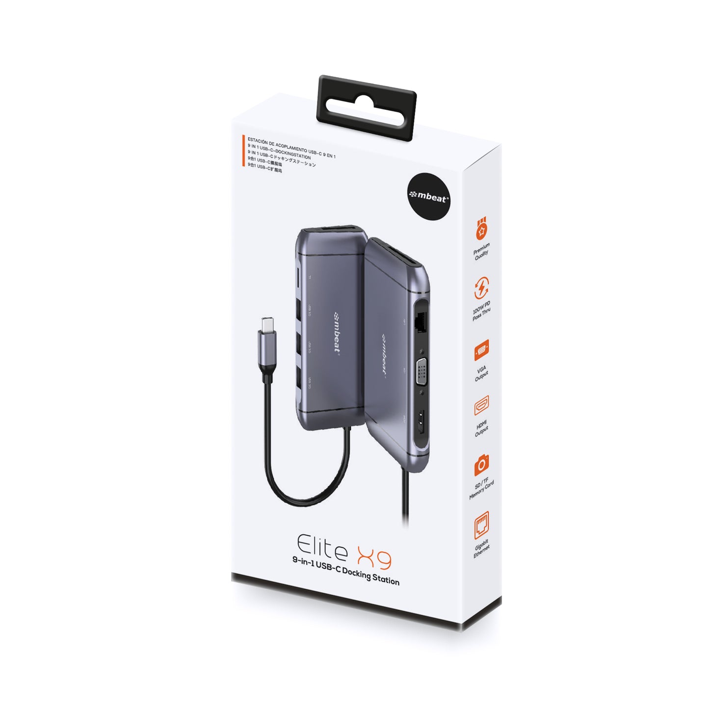 mbeat® Elite X9 9-in-1 Multifunction USB-C Docking Station 1x HDMI, 1x VGA 1x