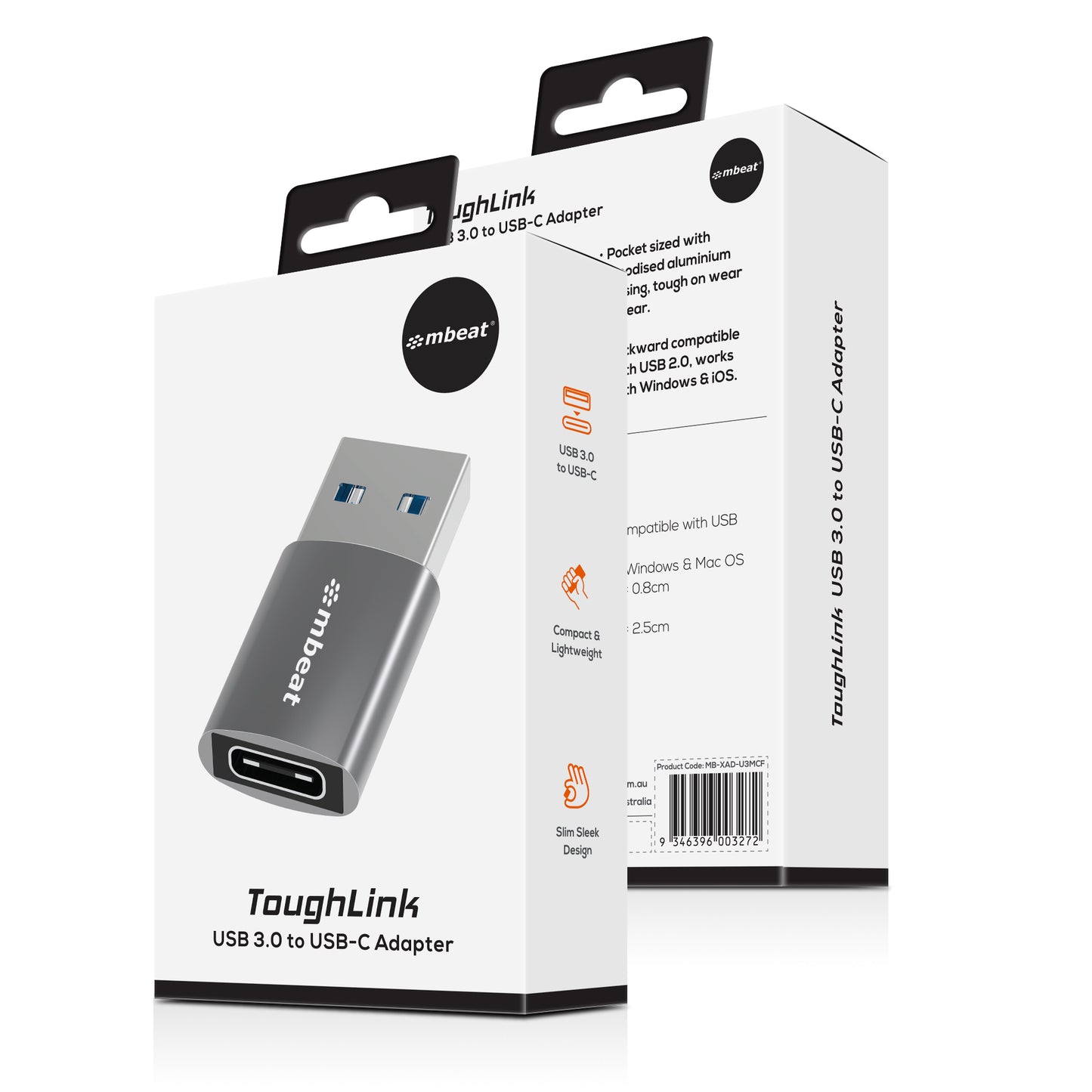 mbeat Elite USB 3.0 (Male) to USB-C (Female) Adapter - Converts USB-C device to