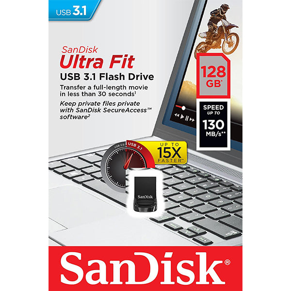 SanDisk Ultra Fit 128GB USB 3.1 Flash Drive (SDCZ430-128G)