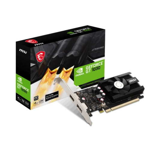 MSI nVidia GeForce GT 1030 4GD4 LP OC Video Card, PCI-e 3.0, 1430 MHz Boost Clock, 1x HDMI 2.0, 1x 1.4a