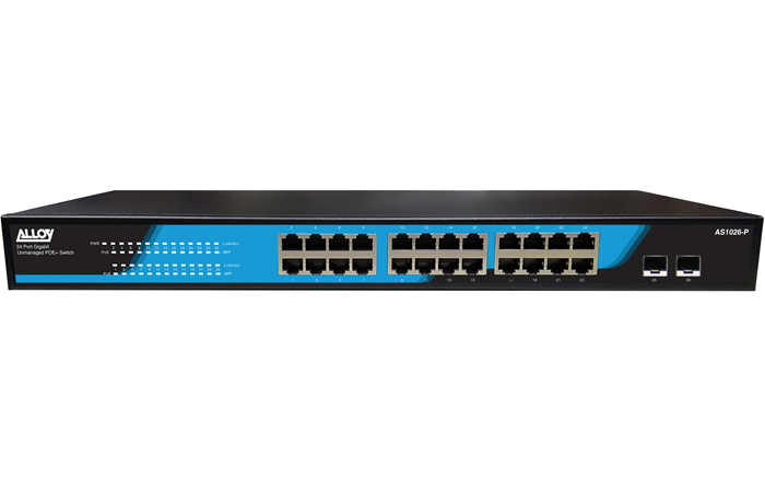 Alloy AS1026-P 24 Port Unmanaged Gigabit 802.3at PoE Switch + 2x 1000Mb SFP Por image 0